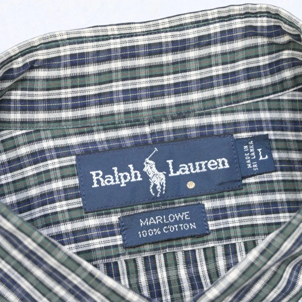 VTG Polo Ralph Lauren Marlowe Dress Shirt Plaid Long Sleeve Button Up Mens Large